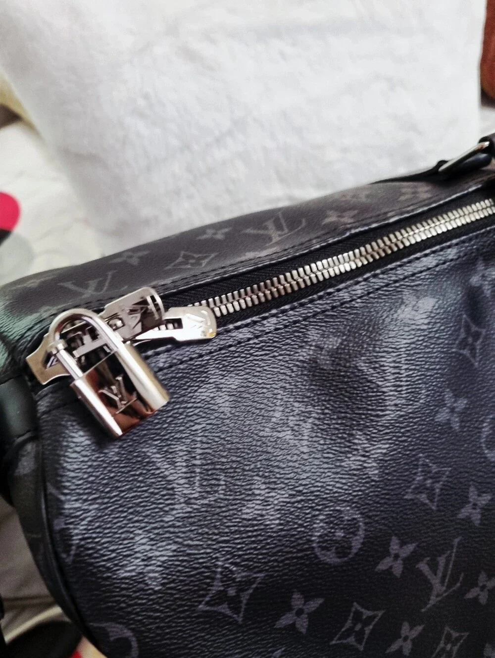 Louis Vuitton Black Monogram Keepall 55 Duffel Bag